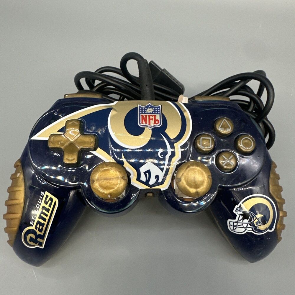 Mad Catz NFL Playstation Wired Turbo PS2 Controller St. Louis RAMS Tested 2005